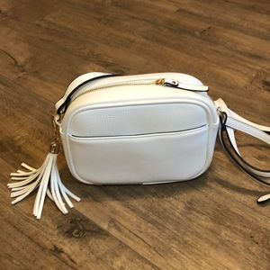 White Crossbody Purse With Tassel